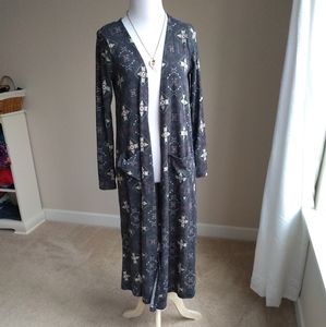 Lularoe Sarah cardigan-duster length, geometric, S